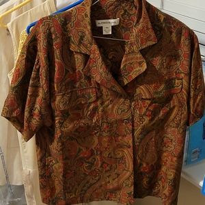 Vintage silk short sleeve button down